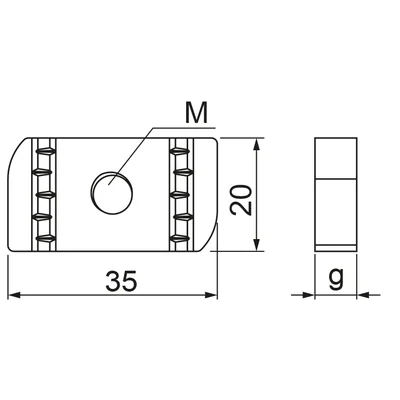 Zinc-plated rhombic nut, thread 12mm, thickness 9mm, length 35mm