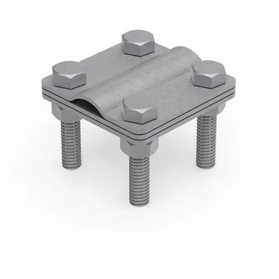 Złącze uniwersalne pręt–bednarka fi16mm 57x57mm 4xM8x40