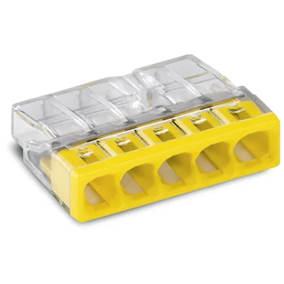 Złączka do puszek instalacyjnych 5x2,5mm² przeźroczysto-żółta