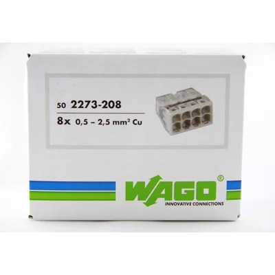Złączka do puszek instalacyjnych 8x2,5mm² przeźroczysto-jasnoszara