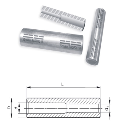 Złączka kablowa aluminiowa, redukcyjna, wg standardu DIN DZRA 150 / 120