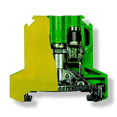 Złączka szynowa gwintowa ochronna 10,0mm² TS-35 żółto-zielona