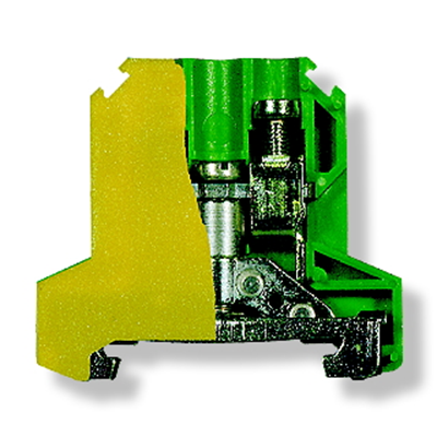 Złączka szynowa gwintowa ochronna 10,0mm² TS-35 żółto-zielona