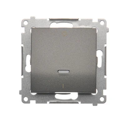 Zweipoliger Schalter mit LED-Hintergrundbeleuchtung (Modul) 10A, 250V, Schnellanschlüsse, Anthrazit (Metallic)