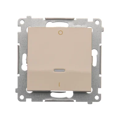 Zweipoliger Schalter mit LED-Hintergrundbeleuchtung (Modul) 10A, 250V, Schnellanschlüsse, creme