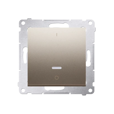 Zweipoliger Schalter mit LED-Hintergrundbeleuchtung (Modul) 10A, 250V, Schnellanschlüsse, Gold (metallisch)