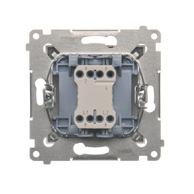 Zweipoliger Schalter mit LED-Hintergrundbeleuchtung (Modul) 10A, 250V, Schnellanschlüsse, silber (metallic)