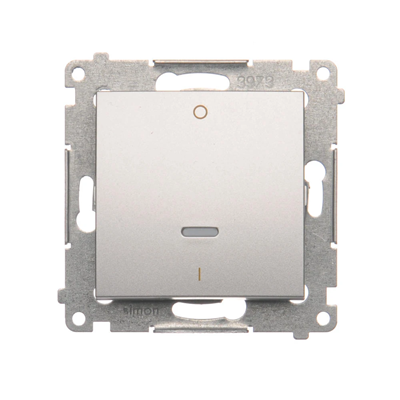 Zweipoliger Schalter mit LED-Hintergrundbeleuchtung (Modul) 10A, 250V, Schnellanschlüsse, silber (metallic)
