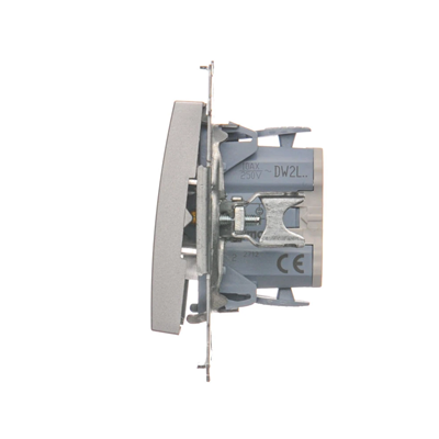 Zweipoliger Schalter mit LED-Hintergrundbeleuchtung (Modul) 10A, 250V, Schnellanschlüsse, silber (metallic)