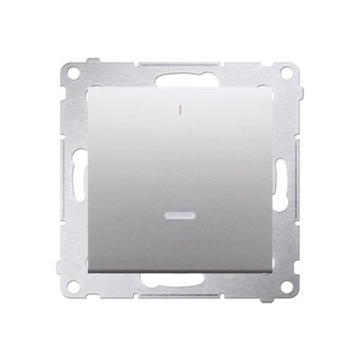 Zweipoliger Schalter mit LED-Hintergrundbeleuchtung (Modul) 10A, 250V, Schnellanschlüsse, silber (metallic)