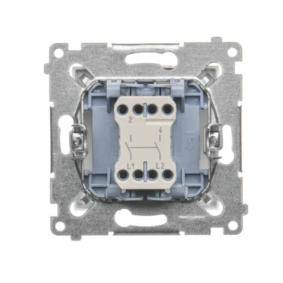 Zweipoliger Schalter (Modul) 10A, 250V, Schnellanschlüsse, weiß